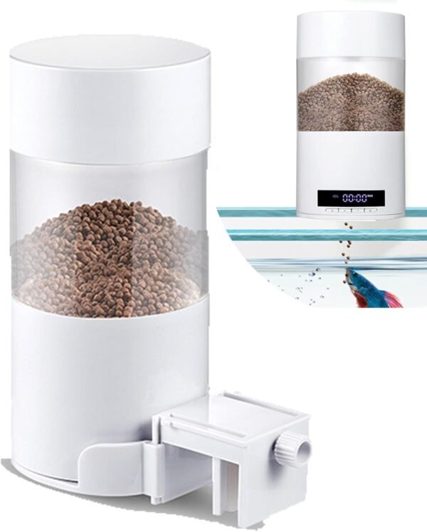 Automatic Fish Feeder for Aquarium, Auto Fish Food Dispenser Rechargeable for Fish Tank Vacation Fish Feeder Timer, Moisture Proof Food Dispenser
