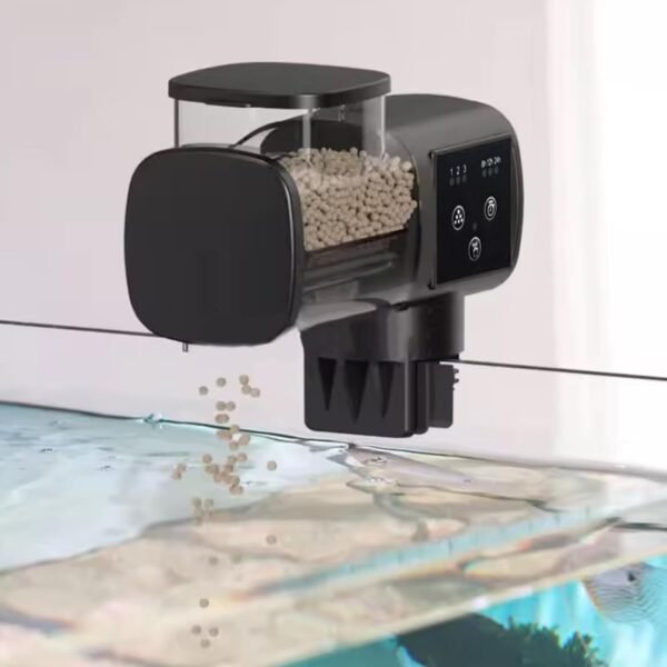Automatic Fish Feeder 500ml 3 Level Automatic Fish Feeder with Dustproof Lid Button Control Battery Powered ClampOn Food Dispenser - Image 2