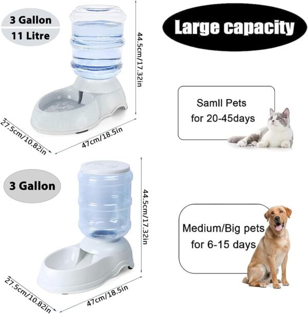 Automatic Dog Feeder and Water Dispenser Set for Large Dogs, 3 Gallon Gravity Dog Cat Food and Water Dispenser Set with Pet Food Bowl,Large Pet Food Water Dispenser Station - Image 2