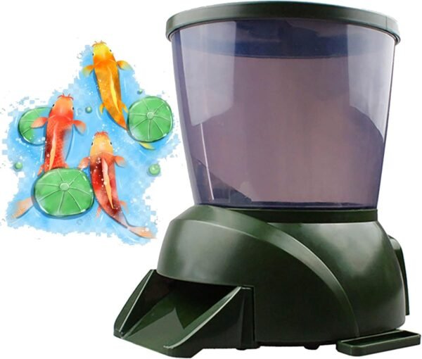 4.5L Pond Feeder, Automatic Fish Feeder for Pond, Automatic koi Fish Feeder for Pond Outdoor, Fish Feeder Automatic Dispenser(Battery Powered)