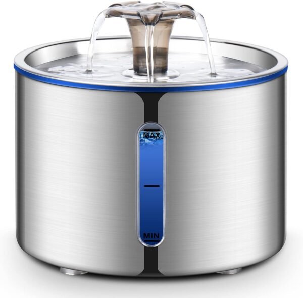 Cat Water Fountain,  Stainless Steel Pet Water Fountain, Automatic Dog Water Dispenser with Water Level Window, Ultra-Quiet Pump, Perfect for Cats, Dogs and Multiple Pets