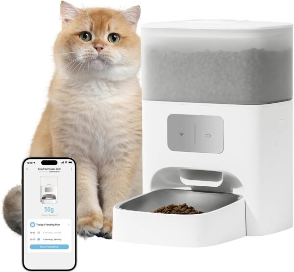 Automatic Pet Feeder, 4.4L Large Capacity (30-Day Meals) with Quadruple Seal for 30-Day Freshness - APP/WiFi Control, Anti-Jamming Design, Detachable, Dual Power Backup