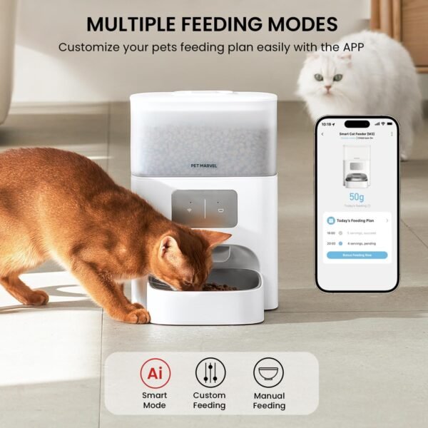 Automatic Pet Feeder, 4.4L Large Capacity (30-Day Meals) with Quadruple Seal for 30-Day Freshness - APP/WiFi Control, Anti-Jamming Design, Detachable, Dual Power Backup - Image 2