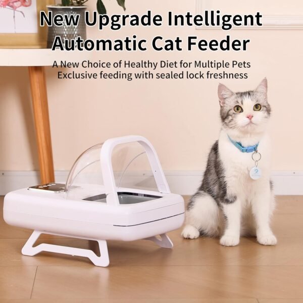 Automatic Cat Feeder with RFID Collar Sensor, Recognize 134.2kHz 15 Digits Pet Chip ID, Obese Cat, Anti Food Grabing for Both Wet Dry Food and Health Management - Image 2