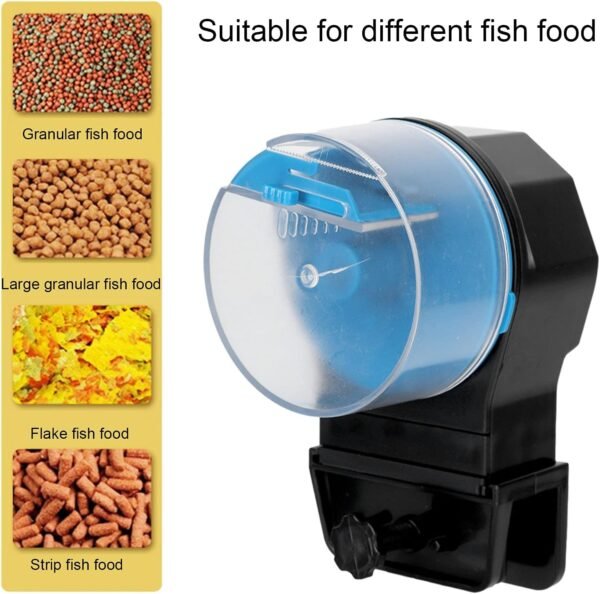 Automatic Fish Feeder for Aquarium, Auto Food Dispenser with Timer for Small Electric Adjustable Auto Fish Food Dispenser Auto Feeding on Vacation (Blue) - Image 2