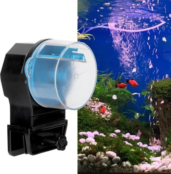 Automatic Fish Feeder, Aquarium Fish Feeder Dry Granular Flake Food for Fish (blue) - Image 2