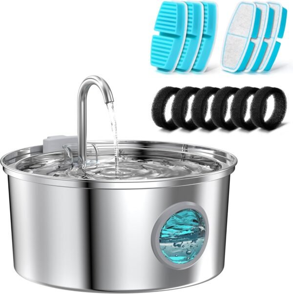 Cat Water Fountain with 12 Filters, Including 6 Pieces of Filters + 6 Pieces Sponges