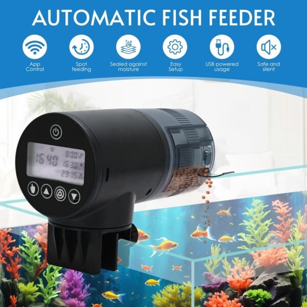 WiFi Automatic Fish Feeder (2.4GHz Only),  Feeder with Timer & App Control, 3 Ports Dry Food Dispenser for Aquarium/Tank, Ideal for Vacation & Daily Use - Image 2