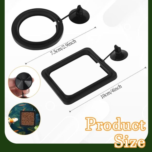 2 PCS Fish Feeding Ring, Aquarium Feeding Ring Automatic Goldfish Tank Feeder Dispenser Auto Live Betta Fish Vacation Feeder Floating Food Accessories for Turtle, Coral, Goldfish (Black) - Image 2