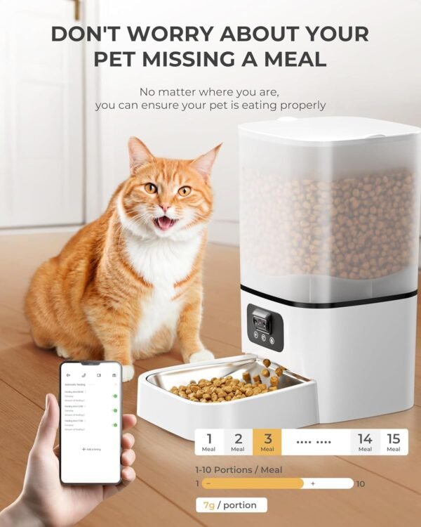 Automatic Cat Feeder with Camera,Adjustable Camera 5G/2.4G WiFi Timed cat Feed, auto cat Feeder, Automatic Pet Dispenser with HD Night Vision - Image 2